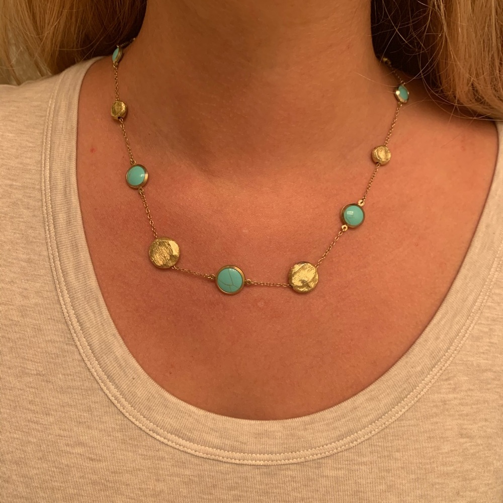 Gold and teal necklace